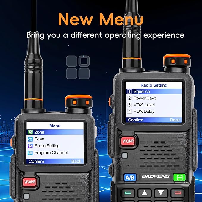 Ham Radio BAOFENG Radio 5RH PRO GPS APRS 10W High Power(4PCS Batteries, 8 Antennas) Walkie Talkies Long Range, Air Band, NOAA Emergency Weather Alarm for Survival Gear Hunting Camping 2 Pack Full Kit