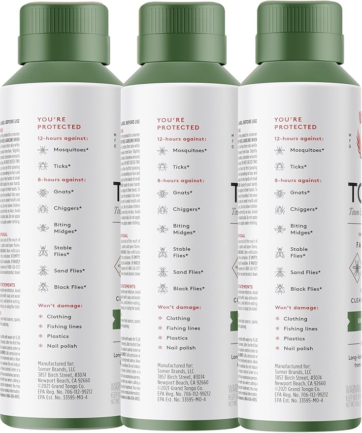 Grand Tongo Green Tea + Mint Insect Repellent, 12-Hour Mosquito & Tick Protection, Picaridin-Based, Water-Based, Lightweight, Quick-Drying, Vanishing Scent, DEET Alternative, Face & Body Use, 3 Pack