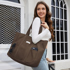 HOMESPON Large Canvas Tote Bag for Women Everything Bag with Pockets and Laptop Sleeve