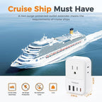 TESSAN USB C Charger Block 20W PD, Fast Charging Adapter with Foldable Plug, 1875W Power Outlet Extender(4 AC and 4 USB) for Cruise, Home, Office, Dorm Room Essentials, White