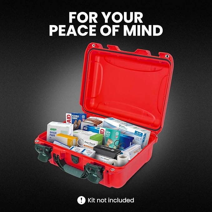 NANUK 920 Waterproof First Aid Box Empty – Durable, Medical First Aid Organizer Case, IP67-Rated, Dustproof, Impact-Resistant, and Floats (15" x 10.5" x 6.2") – Red