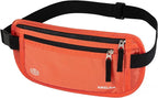 RFID Blocking Money Belt - Passport Holder & Travel Wallet, Slim Hidden Fanny Packs for Women Men - Orange
