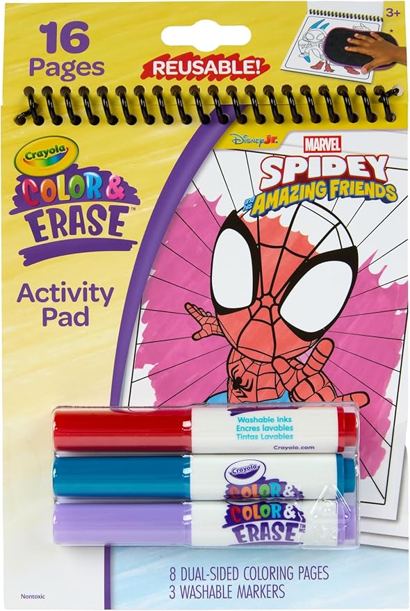 Crayola Color & Erase Reusable Activity Pad - Spidey and His Amazing Friends, Erasable Coloring Pages, Spiderman Toy for Toddlers, Travel Activity