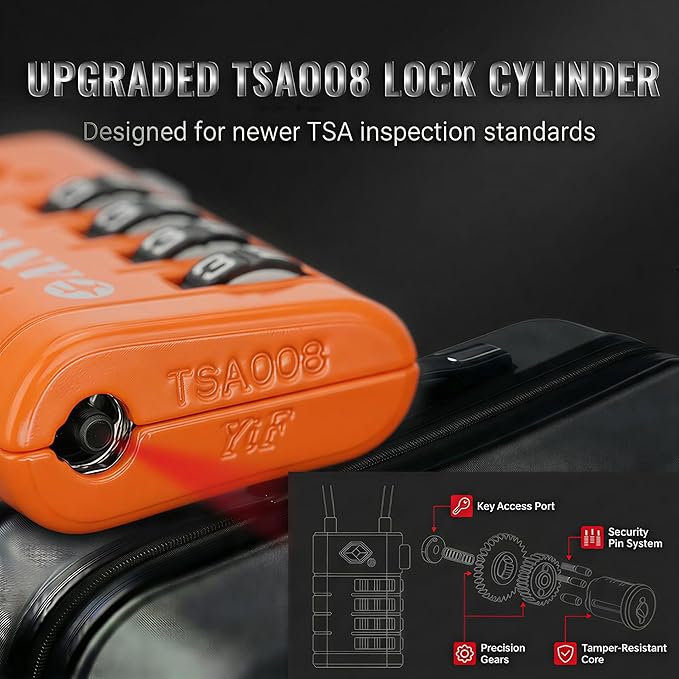 ANVIL TSA Approved Luggage Locks with Search Alert Indicator, 4-Digit Combination Suitcase Lock, Advanced TSA008 Core Heavy Duty Anti-Theft Travel Lock for Double Zippers, Backpacks (3, Orange)