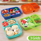 buluker 8 Pack Bento Lunch Box Set 3 Compartment Wheat Straw Meal Prep Food Storage Containers Plastic, Microwave and Dishwasher Safe （Jewel Brights）