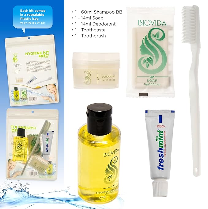 Moda West 24 Hygiene Kits - Bulk Case of Wholesale Basic Toiletry Kits for Men, Women, Travel, Charity 5 Pc A Kit