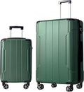 2 Piece Luggage Set, Hardside Suitcase with Spinner Wheels, TSA Lock & Expandable Hard Shell, Carry on and Checked Luggage for Travel, Maletas de Viaje for Men & Women (Green, 20+28Inch)