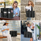 Becokan Large Tote Bag for Women Waterproof with 12 Pockets Top Zipper Closure Utility Teacher Nurse Bags for Work School