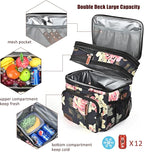 MIYCOO Lunch Bag & Lunch Box for Women Men, Double Deck Leakproof Insulated Soft Large Adult Camping Cooler bag for Work, Beach, Picnic, Travel (Flower, 15L)
