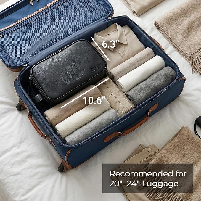 Elviros Toiletry Bag for Men, Large Travel Shaving Dopp Kit Water-resistant Bathroom Toiletries Organizer PU Leather Cosmetic Bags Fathers Day Gift(Medium, Black)