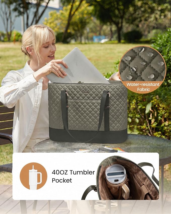 LOVEVOOK Laptop Bag for Women, 15.6 Inch Work Tote Computer Bag With Large Cup Holder, Lightweight Large Laptop Briefcase for Travel, Bussiness, Teacher