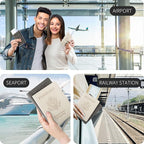 2 Pack Unisex Adult Faux Leather Passport Holder,Honeymoon Gifts,Travel Essentials-Rfid Blocking,White&Gray