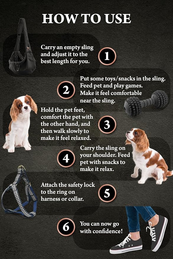 Noah & Paw Dog Sling Carrier for Small Dogs 3-10lb, Dog Sling for Small Dogs and Cats, Dog Carrier with Adjustable Padded Strap, Premium Twill, Lined with Fur, Double Safety Feature, Machine Washable