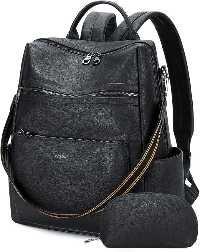 AGLOD Vegan Leather Laptop Backpack for Women 15.6 Inch Work Backpack Purse for Travel College