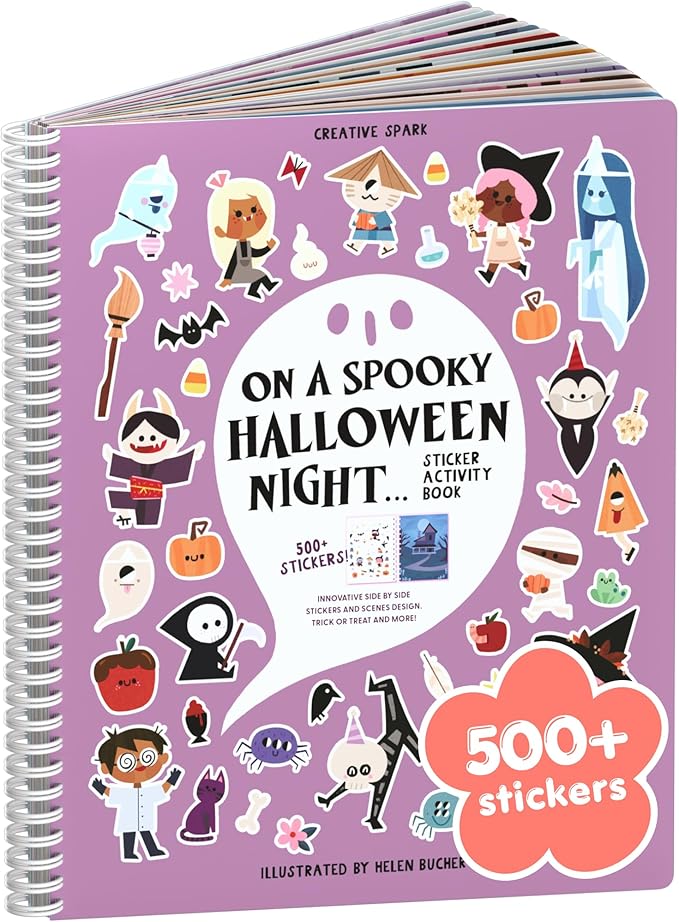 Halloween 500+ Kids Sticker Book by Cupkin Fun Toddler Holiday Activity Coloring and Sticker Book, Road Trip Essentials, 12 Coloring Pages 12 Side by Side Scenes for Ages 2–8 Years