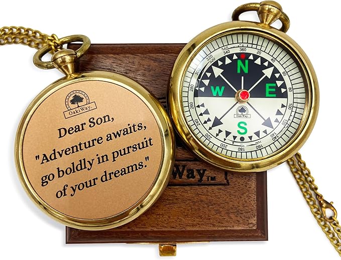 The Dream Chaser Compass - Go Confidently -2026 Unique Graduation Gifts for Him, College, High School, Cool Birthday Gift Idea for Son, Boys, Motivational Greeting Card Included