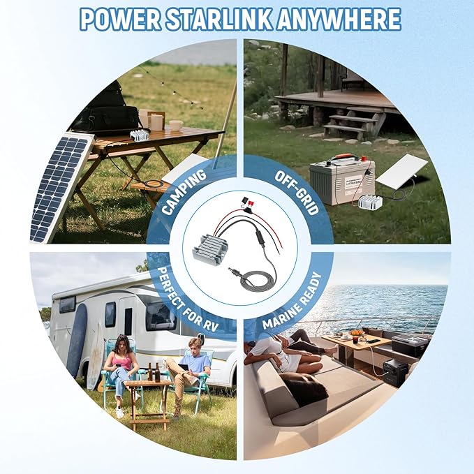 Starlink Mini Power Supply, 12V/24V to 30V 3.5A Starlink Mini 12V Adapter DC Step Up Converter with Female Plug, Compatible with Battery/RV/Yacht Off-Grid Power Solution