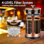 YMMIND French Press Coffee Maker (21oz 600ML 3-4Cup) Coffee Press, with 4 Filters System, Heat Resistant Thickness Borosilicate Glass, Cold Brew Coffee Tea Pot Gifts (Copper)