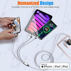Multi Charging Cable 4ft 3Pack 3 in 1 Charger Cord, Multiple Usb C Port Rapid Nylon Braided Cable USB Charging Cable Multi Phone Charger Cord with Type C Micro Lightning USB Connectors for Cell Phones