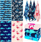 4 Packs Oversized Thin Beach Towel Set XL Extra Large Big 36 x 72 in Clearance Travel Towels Soft Swim Blanket for Adult Women Men Chair Cover Accessories Essentials Shark Flamingo Fish Shell
