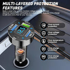 LivTee 4-Port Car Charger, 12-24V Cigarette Lighter Adapter with 3 USB & 1 USB-C Port, Supports QC/PD Fast Charging, Features Digital Display and LED Lights, Fits iPhone, Fits Samsung and More Phones