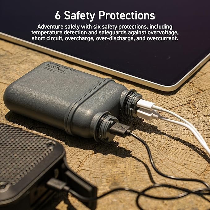 ELECOM NESTOUT Portable Charger and Lamp, 5000mAh Outdoor Battery Power Bank, 32W USB-C Fast Charging PD, Battery and Light for Camping, 300 Lumen LED Lantern Lamp-1