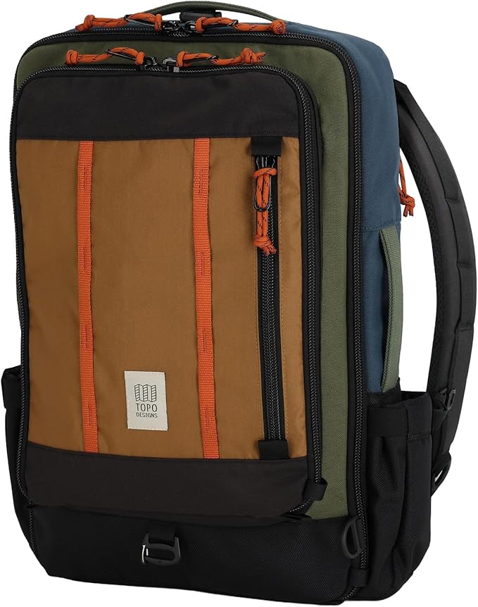 Topo Designs Global Travel Bag 30-40 Liter - Carry-on Compliant Versatile Pack, 3 Carry Options, External Laptop Sleeve (30L, Olive/Dark Khaki)