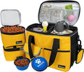 PetAmi Dog Travel Bag, Travel Pet Bag Organizer, Dog Food Travel Bag with Container Collapsible Bowls, Pet Travel Supplies Gift Accessories for Weekend Camping, Puppy Cat Diaper Bag, Yellow Medium