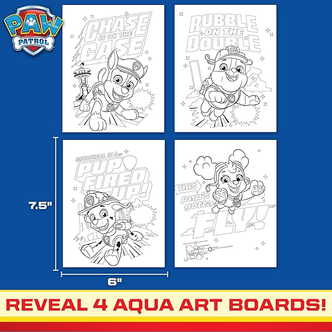 Paw Patrol Aqua Art, Color 4 Reusable Aqua Art Pages with a Water Pen, Reusable No-Mess Toddler Activities, Water Reveal Activity Book, Paw Patrol Toy, Toddler Travel Activities, Kids Travel Toys