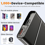 Aaoyun Portable Charger Power Bank, 22.5W PD Fast Charging Powerbank with Built-in USB C Cable, Slim External Phone Battery Pack for iPhone 17/16/15 Samsung S24 Android etc (Black-20000mah)