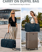 Women Weekender Travel Duffle Bag: Travel Duffel Overnight Bags with Shoe Compartment Large Carry on Tote with Toiletry Bag Weekend Traveling Yoga Gym Hospital Bag for Women with Wet Pocket