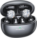 Kinglucky Jewelry-Inspired Clip-On Earbuds with Diamond Earrings, Comfortable Fit & 40H Playtime Open Ear Bluetooth 5.4 Wireless Headphones for Women, Small Ears, Sports & Workouts (Black)