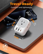 US to UK Plug Adapter PD 20W, TESSAN Type G Travel Converter with 3 USB Charger(1 USB C Port), 4 Outlets Power Adaptor for USA to Qatar Ireland Hong Kong England Scotland Kenya Dubai London British
