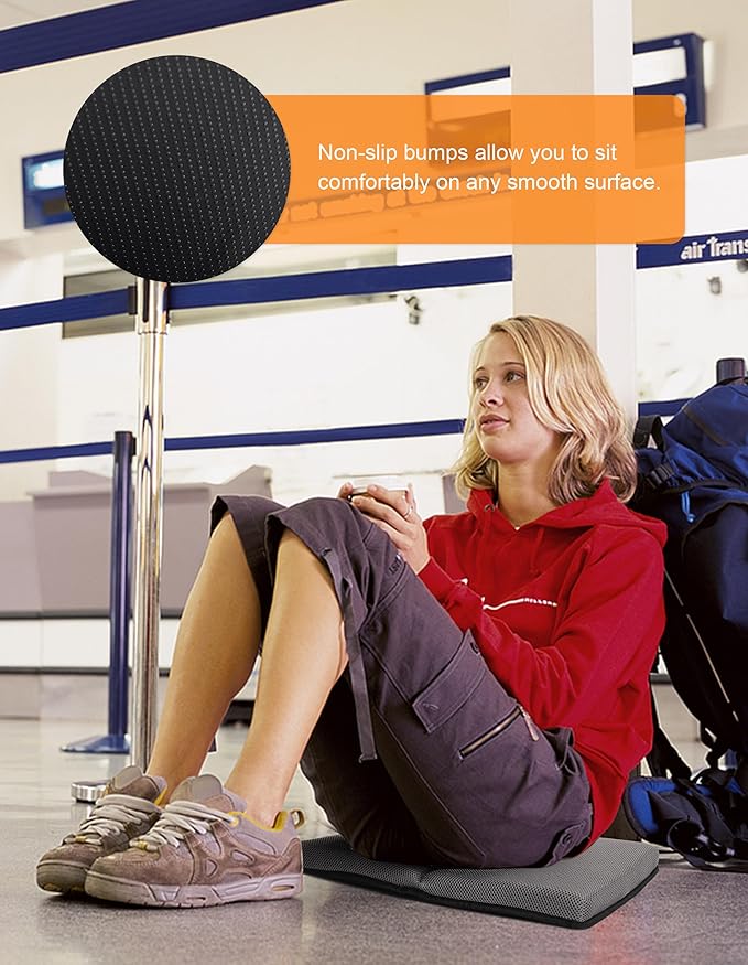 FASTMOMENT Airplane Seat Cushion Portable Travel Cushion for Comfort Foldable Stadium Pad with Breathable Fabric Seat Pad Perfect for Long Flights, Office, Bleacher, Camping