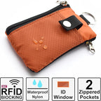 CHENSPRX Minimalist RFID Blocking Small Wallet with ID Window,WaterResistant Zip Id Case Wallet with Lanyard Keychain for Cards,Cash,Travel,Women,Men
