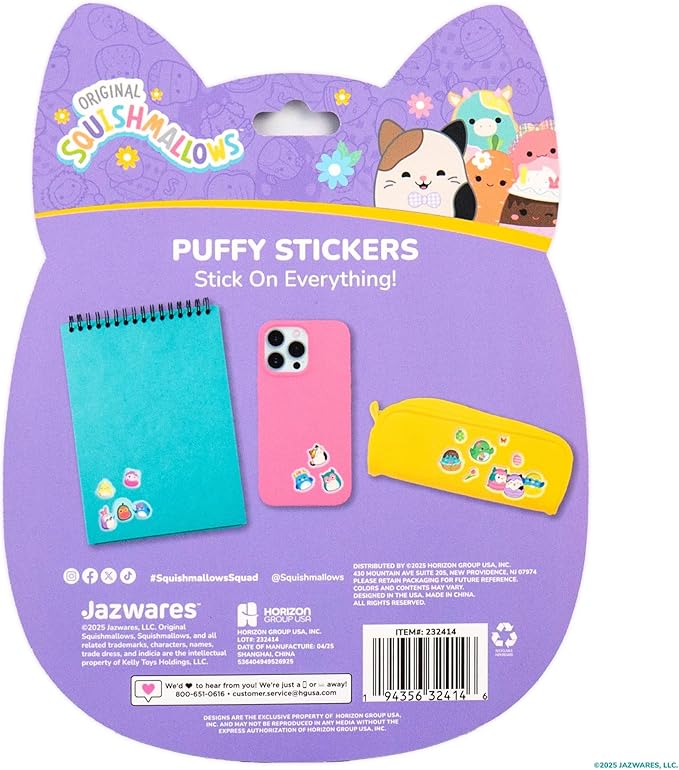 Original Squishmallows Puffy Stickers, 33 Stationery Stickers, Spring Theme