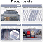 BOYATU Travel Makeup Bag Organizer Cosmetic Bag: 3 Pcs Set Make up Bags for Women with Handle - Waterproof Vegan Leather Toiletry Bags Travel Essentials Pouch with Compartments (F-05-Blue)
