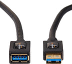 Amazon Basics 2-Pack USB 3.0 Extension Cable, Fast Data Transfer 4.8Gbps, USB-A Male to Female, Gold-Plated Connectors, 3 Foot, Black