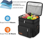 MIYCOO Lunch Bag & Lunch Box for Men Women, Double Deck Leakproof Insulated Soft Large Adult Camping Cooler bag for Work, Beach, Picnic, Travel (Black, 15L)