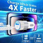 [Apple MFi Certified] iPhone Fast Car Charger, Caiinei 4.8A Dual USB Power Car Charger Fast Charging Cigarette Lighter+6FT Coiled Lightning Cable for iPhone 14 13 12 11 Pro Max XS Mini XR X 8 SE iPad