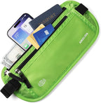 RFID Blocking Money Belt - Passport Holder & Travel Wallet, Slim Hidden Fanny Packs for Women Men - Green