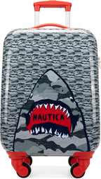 Nautica Kids 18" Hardside Carry-on Suitcase with Spinner Wheels, Shark Attack