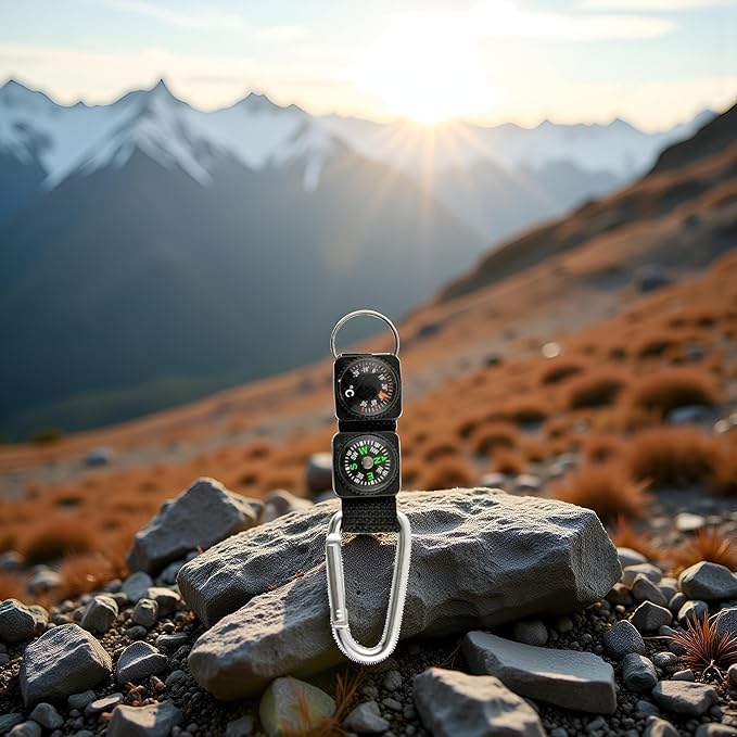 Black Carabiner Key Chain Compass Thermometer Metal Camping Outdoor Gadgets Hiking Survival to Multifunctional O0R8 Mountaineering,Electronics and Gadgets,Compasses