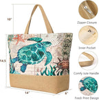 Trifabricy Beach Bag for Women, Large Beach Tote Bags with Zipper, Woven Straw Tote Waterproof, Swim Gym Shopping Travel Bag