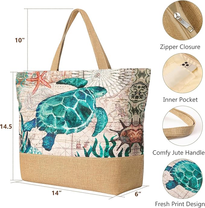 Trifabricy Beach Bag for Women, Large Beach Tote Bags with Zipper, Woven Straw Tote Waterproof, Swim Gym Shopping Travel Bag