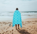COTTON CRAFT Hooded Beach Towel – Oversized 39 x 68 Towel with Hood for Adults - 100% Cotton Velour Terry Jacquard Towel - Pool Bath Wrap - 450 GSM Soft Absorbent Quick Dry – Summer Trellis Pool Blue