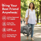 dbest Products Pet Smart Cart Sport, Soft Sided Collapsible Cat Carrier Airline Approved with Mesh Panels and Easy Side/Top Loading, Grey