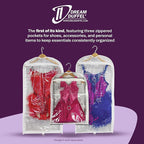 Clear Garment Bags for Dance Costumes 3-Pack, Short-Size, Side Zipper Entry, Storage Pockets for Shoes & Accessories, Size 24”x18”, Dream Duffel