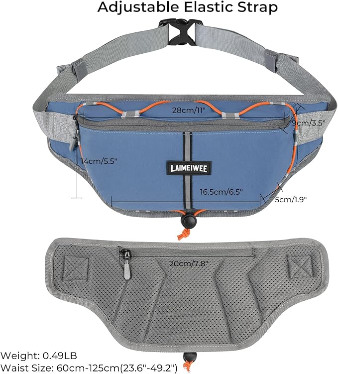 Fanny Pack for Women Men, Water-Resistant Travel Waist Pack with RFID Blocking, Wide Opening Crossbody Belt Bag for Phone, Passport, Small Hip Pack for Running, Hiking, Workout（Blue）