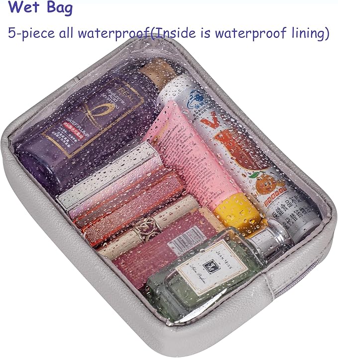 Remobia Hicol TSA Approved 5-Piece Diaper Bag Organizer Pouch Set Clear Waterproof TPU Kids Toiletry Storage Set Travel Packing Clutch Cube Bags for Baby Nursing (Light Gray)